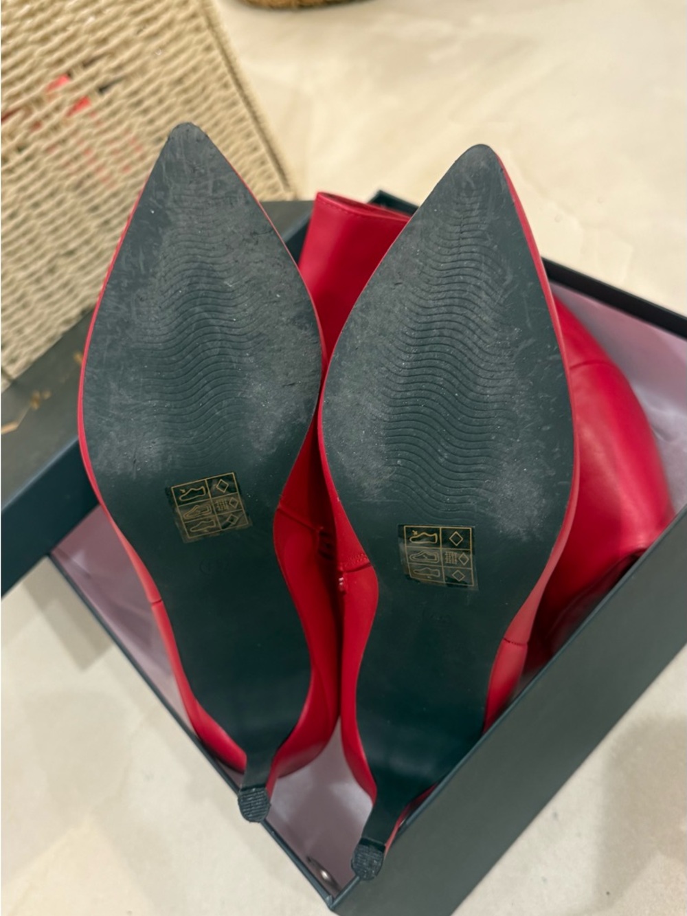 Red Pointed Toe Stiletto Ankle Boots - Women - Picture 2 of 3